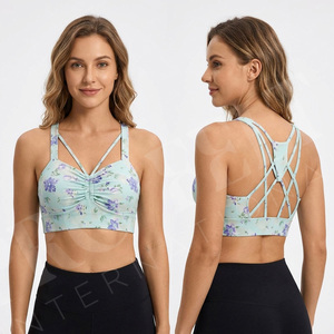 2026 Latest <b>Design</b> Whole Sale Sports Bra Cross Back Yoga Gym Fitness Padded Workout Crop Top Breathable OEM ODM Bulk Sports Bra - Product Image 3