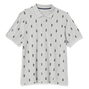 เสื้อโปโลแขนสั้นสีเทาสำหรับผู้ชาย พิมพ์ลายสับปะรด ทรงปกติ ผ้าฝ้ายอ๊อกซ์ฟอร์ด สไตล์ลำลอง - Product Image 4