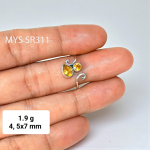 แหวนเงินแท้ประดับพลอยซิทรินธรรมชาติทรงเหลี่ยม น้ำหนักเบา แหวนเงิน 925 ราคาขายส่ง เครื่องประดับเงินแท้สไตล์โบฮีเมียน - Product Image 2