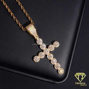 จี้รูปกางเขนประดับเพชรโมอิสซาไนต์ทรงกลม เงินแท้ 925 สร้อยคอหรูหรา - Product Image 3