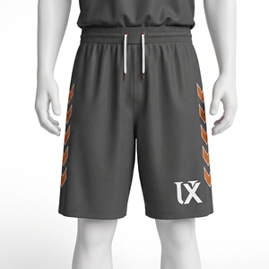 Conjunto de Uniforme de Baloncesto Personalizado con Diseño Chevron, Jersey y Pantalones Cortos Sublimados, Logotipo, Nombre del Equipo, Número, Naranja y Gris, para Hombre, 100% Poliéster, Secado Rápido - Product Image 4