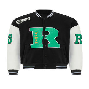 Veste de baseball unisexe respirante pour l'automne avec logo personnalisé, broderies chenille et patchs - Product Image 1