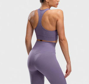 Leggings Deportivos de Cintura Alta Elástica, Sin Costuras, Térmicos, Largos, Color Morado Sólido, Estilo Deportivo, Elásticos, Transpirables, de Punto, para Mujer - Product Image 2