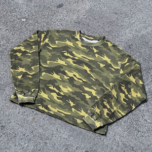 Men Heavyweight Cotton Round Neck Long Sleeve T-<b>shirts</b> Men Custom <b>Waffle</b> Knit Vintage Washed Allover Printed Camo t <b>Shirt</b> - Product Image 2