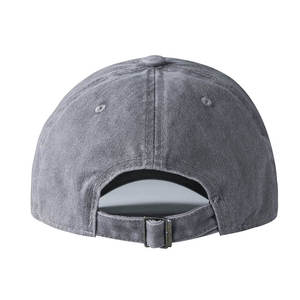 Casquette de baseball unisexe en coton gris, 6 panneaux, réglable, couleur unie, décontractée, fermeture arrière à scratch - Product Image 2