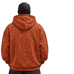 Sudadera con Capucha para Hombre, Estampado Naranja Quemado con Puntos Blancos, Sudadera Holgada de Manga Larga con Cordón Ajustable y Bolsillo Frontal Tipo Canguro - Product Image 2
