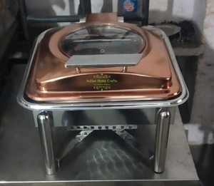 Stainless Steel Tabletop Chafing Dish Round <b>Buffet</b> <b>Server</b> with Viewing Lid for Party Catering - Indian Home Crafts - Product Image 1
