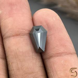 Moissanita Negra Cultivada en Laboratorio, Corte Ataúd, 3.56CT, Piedra Suelta, 12.4x8.1mm, Gema Gótica Alargada - Product Image 4
