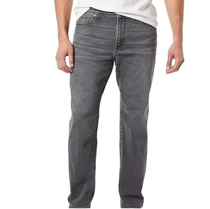 Custom Regular Fit Grey Denim <b>Jeans</b> Stretchable Wash Breathable Casual Flat Front <b>Button</b> <b>Fly</b> Outdoor Men's - Product Image 3