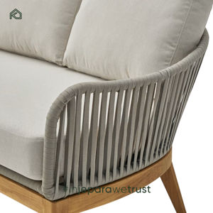 Sofá de Ratán Nórdico Moderno y Duradero para Exteriores, Resistente al Agua, con Estructura de Teca, Muebles Ecológicos para Comedor y Hotel - Product Image 4