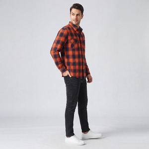 Custom Streetwear High Quality Thermal Vintage Washed Cotton <b>Long</b> Sleeve <b>t</b> <b>Shirt</b> Rhinestone Flannel Plaid <b>Shirts</b> for <b>Men</b> - Product Image 4