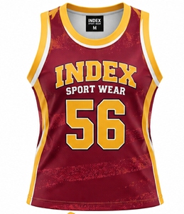 Camiseta de baloncesto para hombre INDEX, color marrón y amarillo, cuello redondo, sin mangas, número 56, ropa deportiva de malla transpirable - Product Image 1