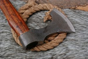 Handmade <b>Axe</b> Carbon Steel Blade Wood <b>Handle</b> With Leather Sheath Outdoor Knife - Product Image 5