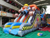 Structure gonflable d'extérieur pour enfants avec toboggan, château gonflable, parcours d'obstacles et aire de jeux