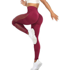Butt Lifting Seamless Knitted Leggings Women Mid Waist Hollow Out Mesh <b>Tummy</b> <b>Control</b> Eco-Friendly Fitness Gym Running Yoga Pants - Product Image 6