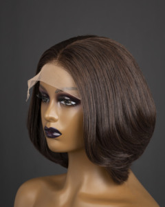 Closure Frontal <b>Bob</b> <b>Wig</b> 100% Virgin Remy Human Hair Extension Straight Transparent for Lace 180% Density - Product Image 4