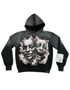 Sudadera con capucha para hombre, diseño personalizado de fabricante profesional, con estampado DTG y parches desgastados, 400 g/m², 100 % algodón polar. - Product Image 1