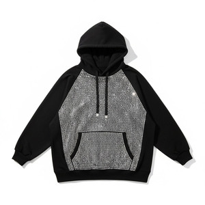 เสื้อฮู้ดดี้ผู้ชายไซส์ใหญ่ ราคาถูก บริการ OEM ผ้าฝ้าย 100% ตกแต่งด้วยคริสตัล สำหรับฤดูหนาว สีและโลโก้ปรับแต่งได้ - Product Image 1
