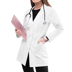 Blouse de laboratoire blanche pour femmes, tissée, coton et polyester, 3 poches, fermeture à boutons-pression, uniforme d'hôpital, blouse médicale - Product Image 4
