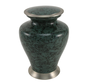 Urna Funeraria de Metal Clásica Plateada Antigua Verde para Cenizas de Adultos, Estilo Americano/Europeo - Product Image 1