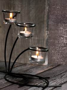 Luxury 4 Cup Metal and Glass Tealight Candle Holder Stand Modern Round Ring Design Decorative Centerpiece for Dining <b>Table</b> - Product Image 5
