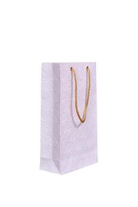 Sac cadeau en papier blanc gaufré fait main de qualité supérieure avec un élégant motif de feuilles en relief et des poignées en corde dorée pour un emballage cadeau de luxe - Product Image 5