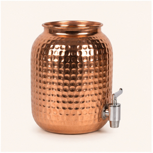 Distributeur d'eau en cuivre martelé pur avec robinet anti-fuite, avantages ayurvédiques pour la santé, réservoir de stockage d'eau, Matka en cuivre artisanal - Product Image 3