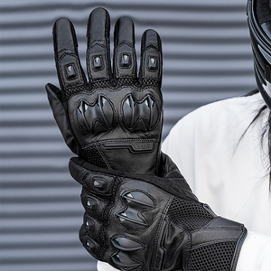 Custom Summer Windproof Anti <b>Vibration</b> Half Finger Riding Waterproof Racing Motorbike <b>Men</b> Vintage Leather Motorcycle Gloves - Product Image 2