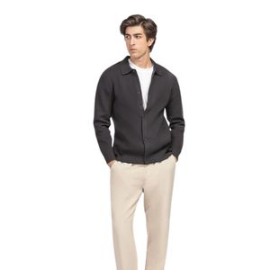 Cárdigan de punto negro para hombre con botones, cuello camisero, manga larga, estilo casual, moda de punto, venta al por mayor, fabricante OEM - Product Image 3