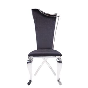 Set di 2 sedie da pranzo nere e in acciaio inossidabile con gambe posteriori a forma di X - Product Image 3