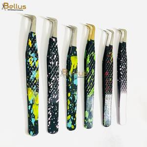 Pinzas para Pestañas Premium Multicolores con Punta Suave 45 °   90 °   Herramienta de Extensión de Acero Inoxidable - Product Image 2