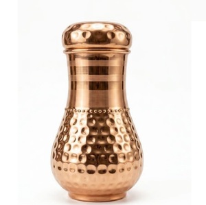 Bouteille d'eau en cuivre avec design texturé, double paroi isolée, gravure, écologique, pour usage extérieur, randonnée, style moderne - Product Image 2