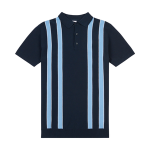 Polo a Rayas para Hombre, Manga Corta, Tejido Suave, Cuello Camisero, Rayas Verticales Intensas, Estilo Casual Moderno, Colores Personalizados, Venta al por Mayor, OEM, ODM - Product Image 5