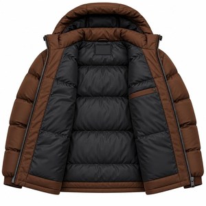 Veste matelassée marine pour homme avec capuche, veste matelassée d'hiver, manteau rembourré léger et chaud - Product Image 5