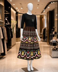 Premium Quality Female Skirt Floral Pattern Embroidered Midi <b>Elastic</b> Waist Skirts Island Micronesian Casual Skirts Custom - Product Image 3