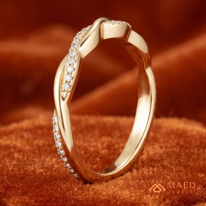 Ensemble de bagues de mariage en moissanite forme poire, ton or, avec accents ronds, tige torsadée, pavé, bijoux de fiançailles pour la mariée - Product Image 2