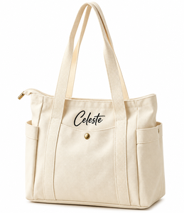 Wholesale Custom Logo Cotton Canvas Tote Bag Multi Pocket Outdoor Travel <b>Soft</b> <b>Handbag</b> Shoulder Carrier - Product Image 3