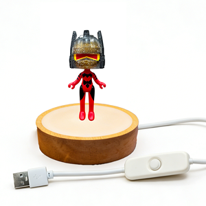 Lámpara Nocturna LED HelmeTeam Glitter Mars con Base Luminosa, Cable USB, Control de un Botón, Brillo Suave, Tamaño Pequeño, 2700K, Blanco Cálido Suave - Product Image 1