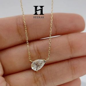 Pendentif en diamant de laboratoire taille poire certifié IGI |   Collier solitaire en or jaune 14 carats en forme de larme pour femme - Product Image 4
