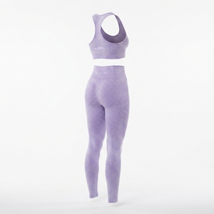 Conjunto de Yoga Lavanda con Efecto Ácido para Mujer: Sujetador Deportivo y Leggings de Cintura Alta para Gimnasio, Fitness y Entrenamiento - Product Image 2