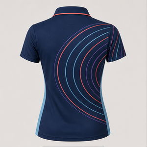 Polo de Mujer Personalizado en Azul Oscuro y Coral Aqua, con Arco Concéntrico, de Secado Rápido, Transpirable, Manga Corta, Uniforme de Golf de Alto Rendimiento WPS-0889 - Product Image 1