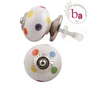 High Quality Export Ceramic Knobs Polka Dots and Rice White Multiple Colours for Cabinets Drawers Furniture Handle Pulls - Product Image 1