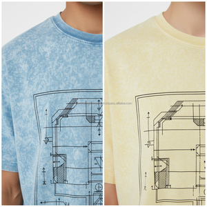 T-shirt épais 240 g/m² délavé à l'acide, personnalisable avec logo, pour homme, coupe oversize, uni, vintage, coupe carrée, unisexe, streetwear, vente en gros - Product Image 4