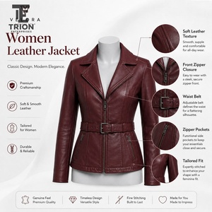 Chaqueta de cuero para mujer hecha con materiales finos que ofrecen comodidad duradera, estilo atemporal y un diseño versátil para cada temporada. - Product Image 6