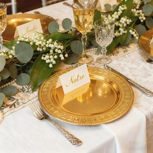 Grandes assiettes de présentation dorées réutilisables pour la vaisselle, élégantes pour la mise en table ronde, décoration de mariage, banquet et événements - Product Image 5