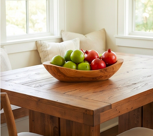 Bol à salade en bois d'acacia fait main, style Wabi-Sabi, plat de service sculpté, parfait pour la maison et la table. - Product Image 5