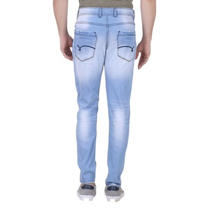 Jeans en denim coupe droite pour homme, style streetwear, avec logo frontal, 100% coton, séchage rapide, respirant, bleu, prix abordable, vente en gros - Product Image 2