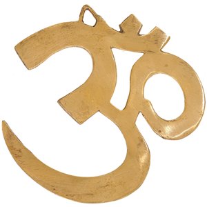 Tenture murale en laiton de 7 pouces faite à la main petit Om pour les cadeaux fabriqués en Inde - Product Image 1