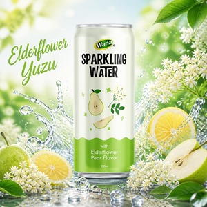 Boisson pétillante WANA à la fleur de sureau et à la poire, canette de 320 ml, boisson gazeuse, certifiée HACCP, OEM, ODM, marque privée, fournisseur Vietnamien - Product Image 2