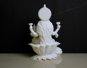 Estatua de la Diosa Lakshmi Blanca de Resina Hecha a Mano, Sentada sobre un Loto Tallado, Decoración Religiosa de Diseño Tradicional para Diwali - Product Image 4